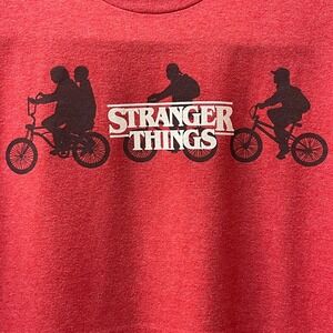 Stranger Things Netflix Adult Large Red Logo Adult Short Sleeve T-Shirt